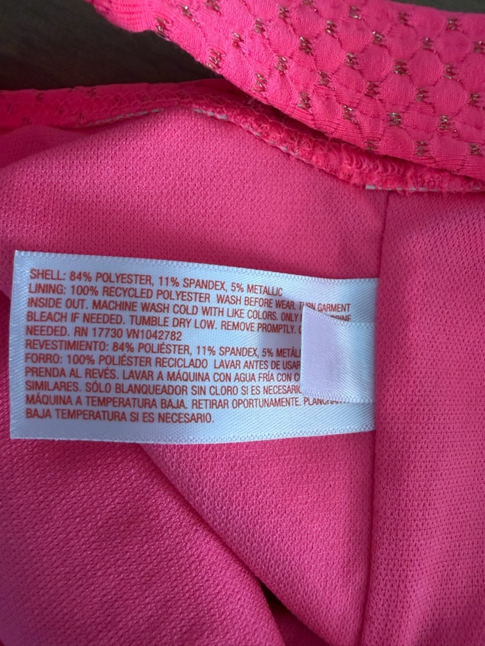 Cat & Jack Neon Pink Girls' One-Piece Swimsuit Size 5T - Picture 7 of 7